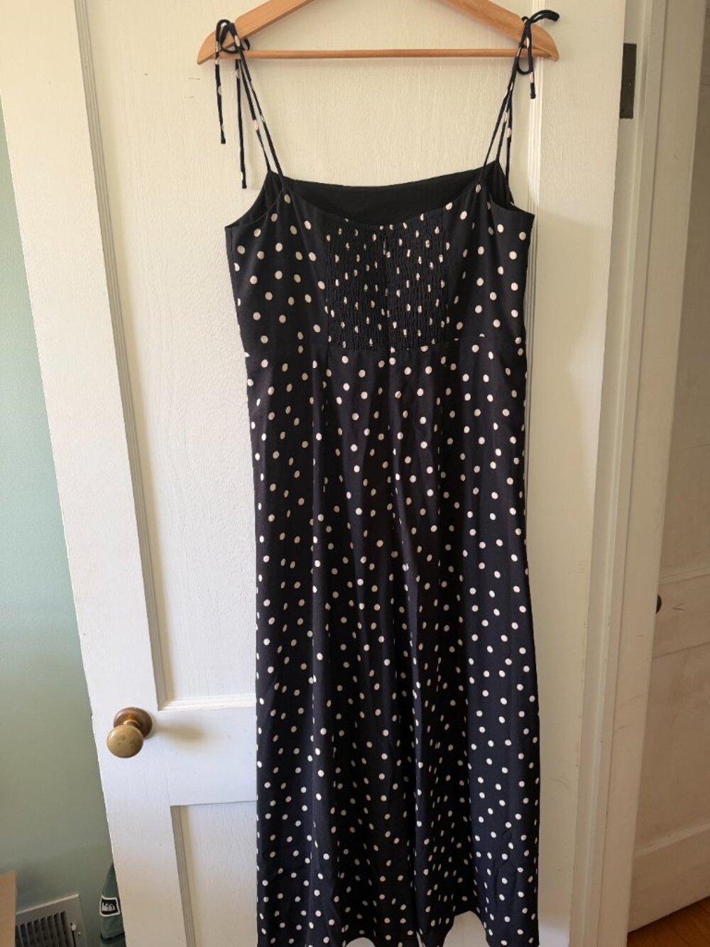 Sezane Melina Midi Dress Black with White Polka Dots - Picture 13 of 13